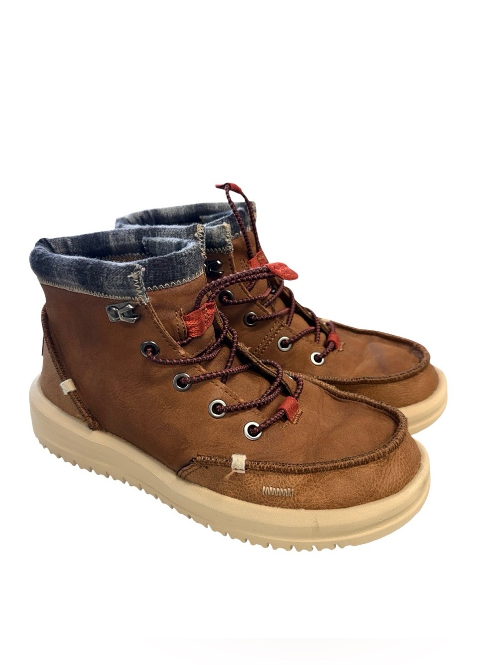 Hey Dude Bradley Brown Leather Ankle Boots Boys Sz.J4